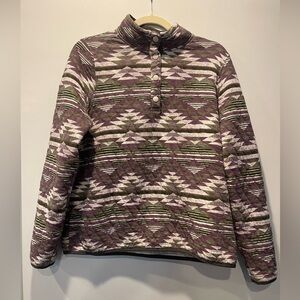 Orvis Geometric Purple and Green Puffer Jacket